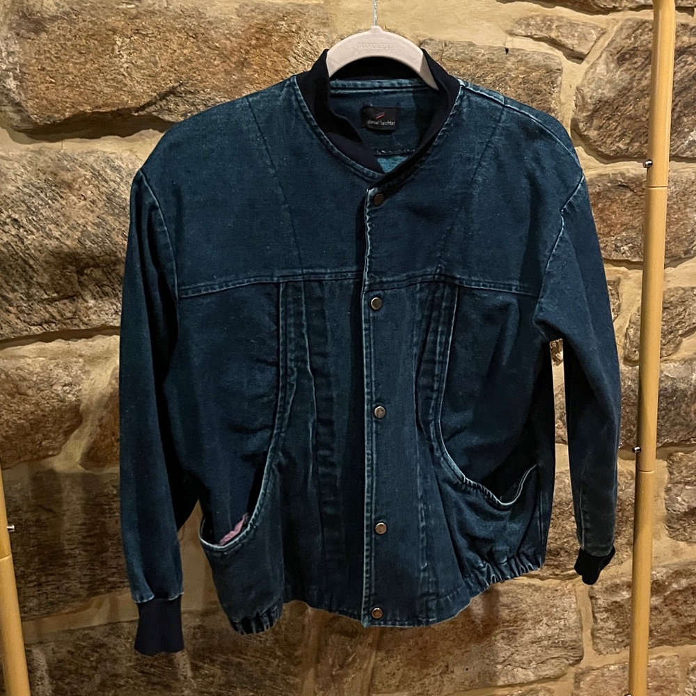 Vintage 80s Daniel Hechter Dark Denim Bomber Jacket